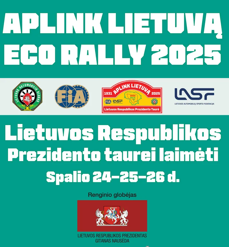 Šimtmečio jubiliejų minintis 34-asis ralis „Aplink Lietuvą“ keičiasi iš pagrindų – dėl Prezidento taurės varžysis elektromobiliai