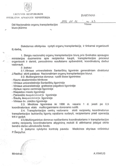 Nacionalinis transplantacijos biuras mini 30 metų jubiliejų ir kviečia diskusijoms apie organų donorystę