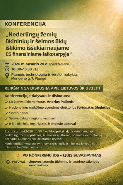 Plungėje vyks konferencija apie nederlingų žemių ūkių išlikimo iššūkius