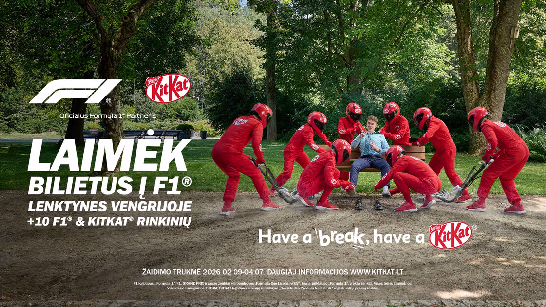„KitKat“ taps oficialiu „Formula 1®“ šokoladiniu batonėliu 2026 m.