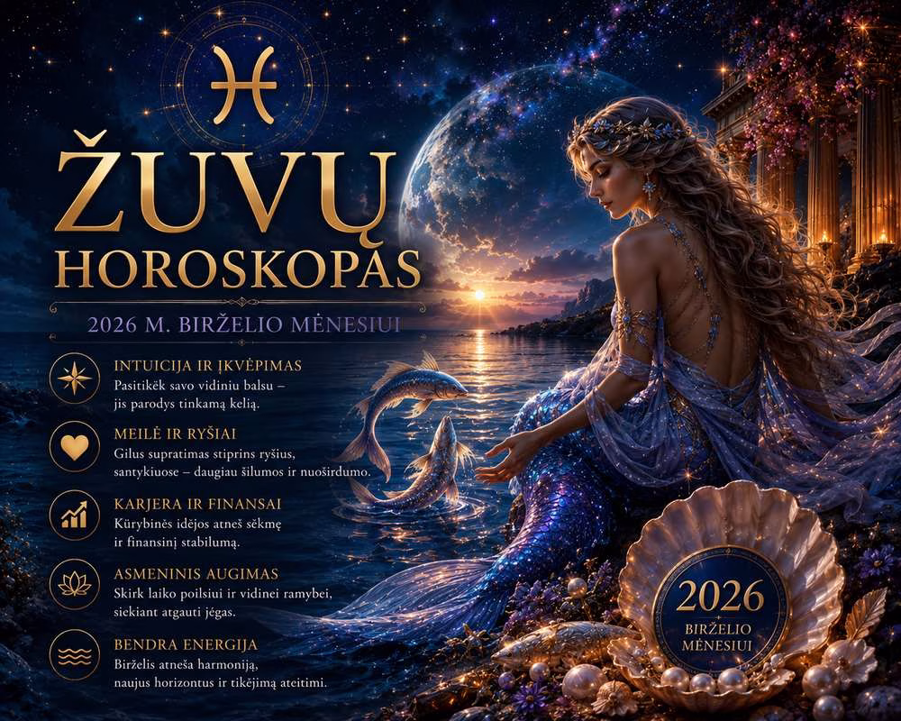 Žuvų horoskopas birželio mėnesio 2026 metų