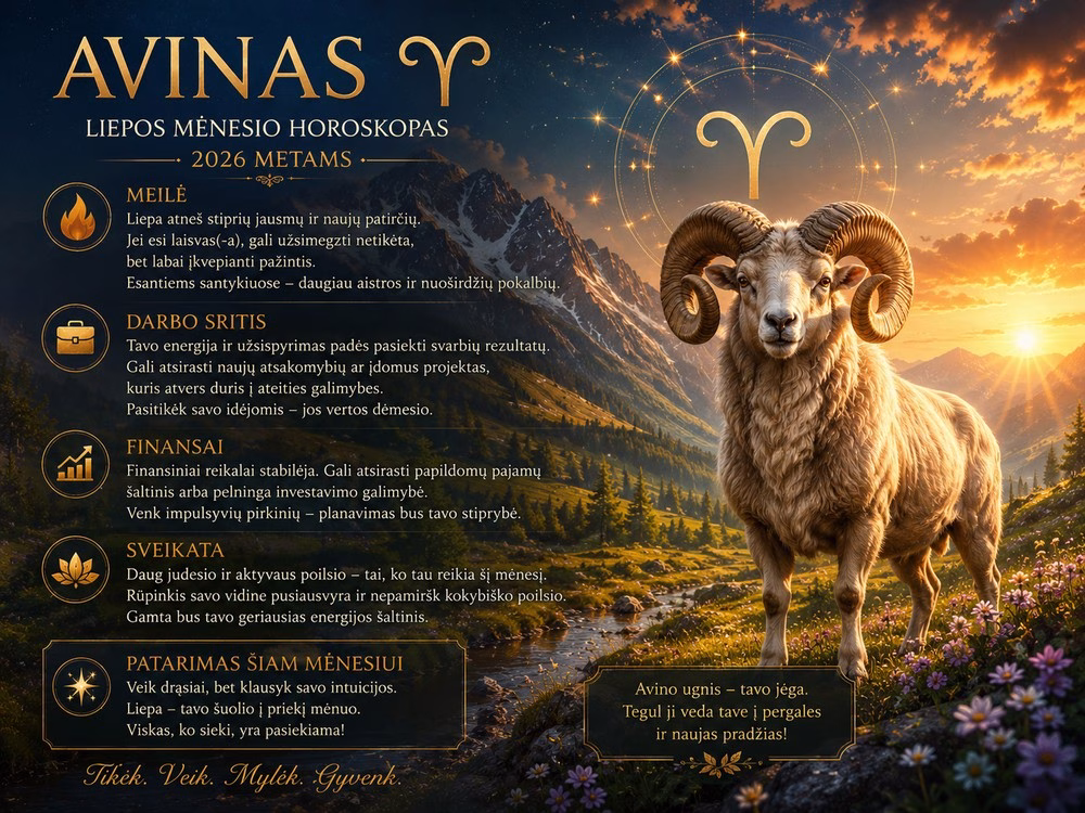 Avino horoskopas lieps mėnesiui 2026 m.