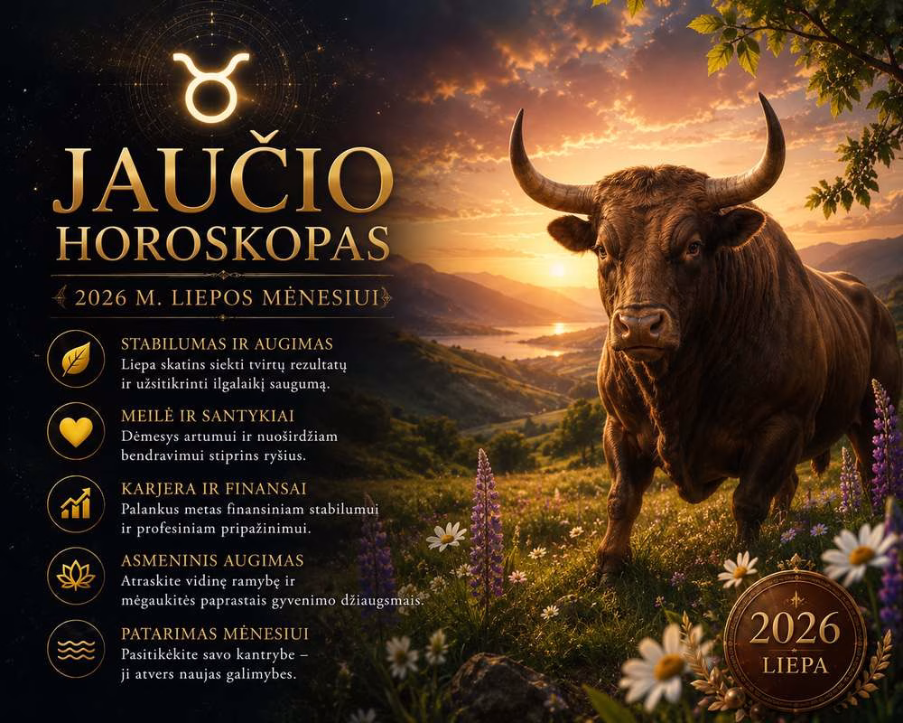 Jaučio horoskopas 2026 m. liepos mėnesiui