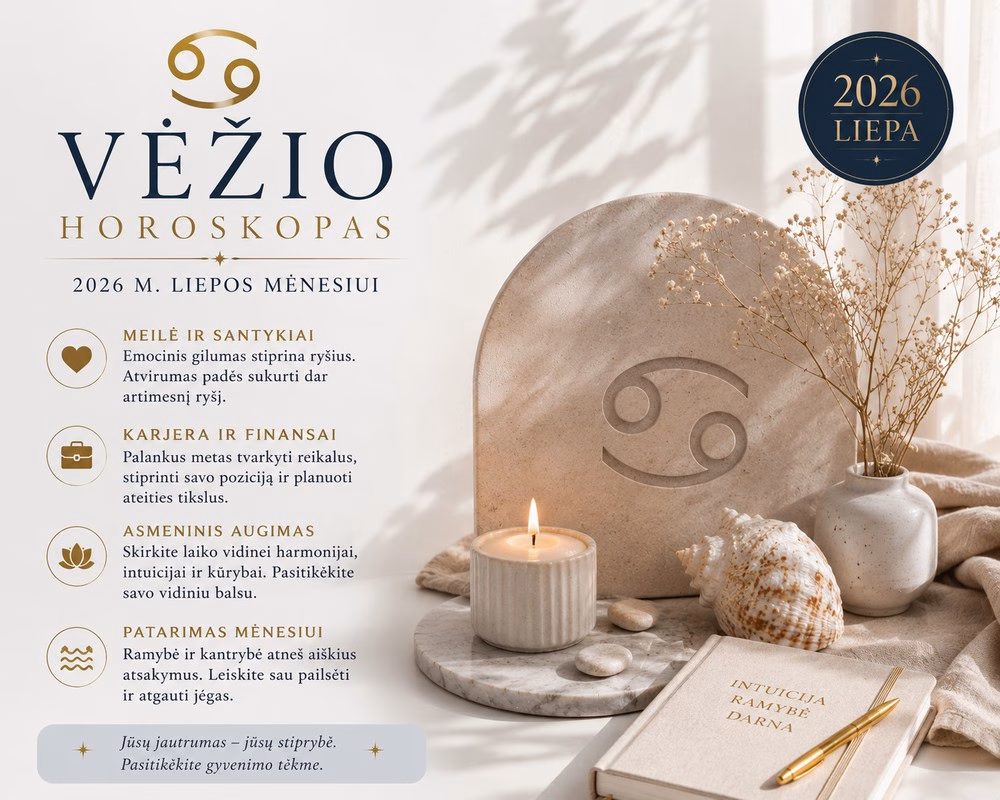 Vėžio horoskopas 2026 m. liepos mėnesiui-