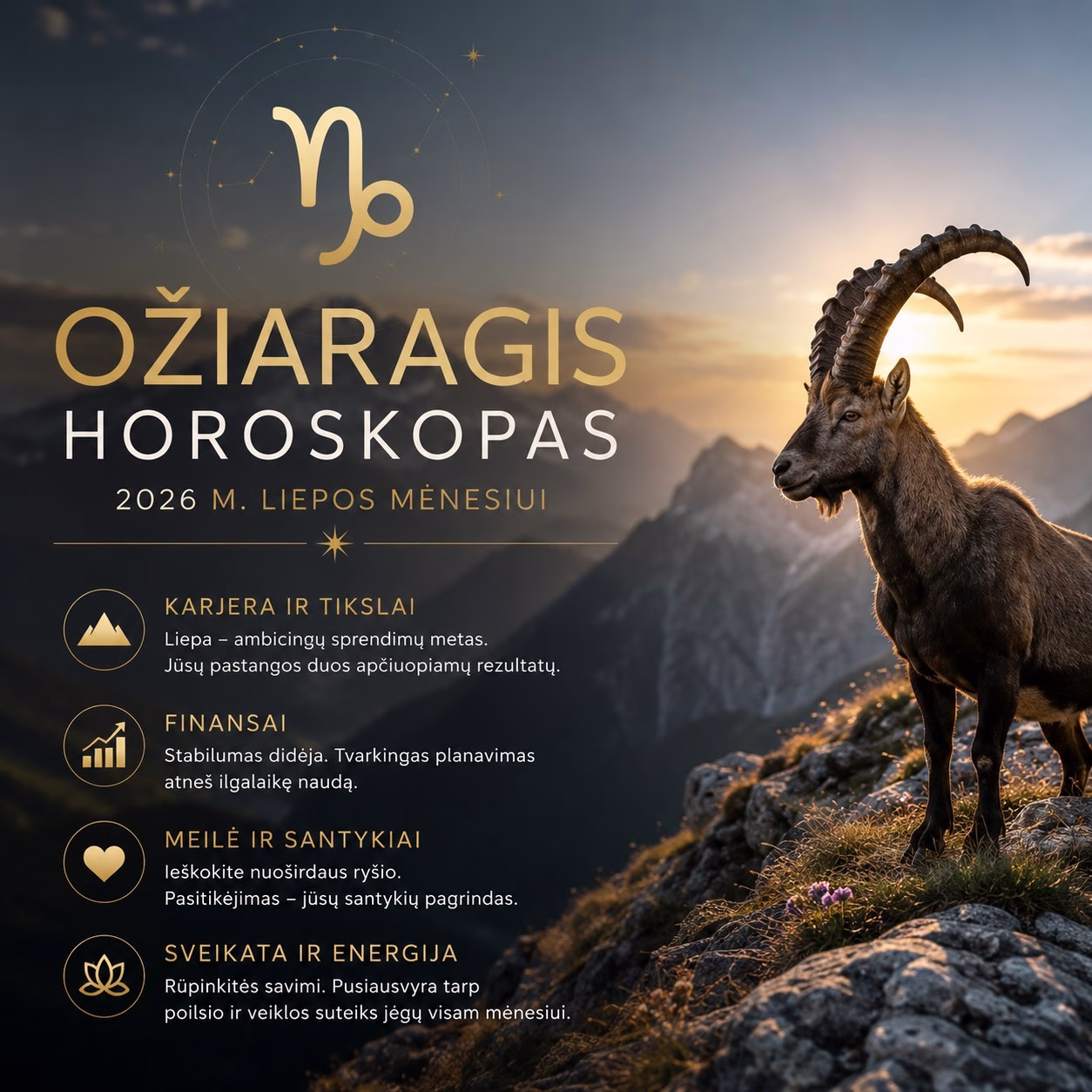 Ožiaragio horoskopas 2026 m. liepos mėnesiui-