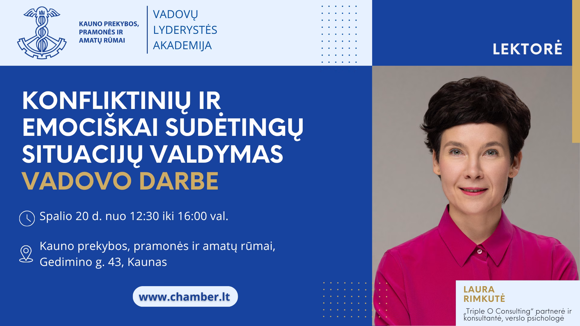 Vadovų lyderystės akademija: „Konfliktinių ir emociškai sudėtingų situacijų valdymas vadovo darbe“