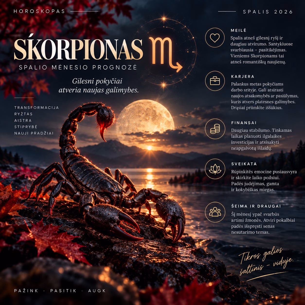 Skorpionas horoskopas 2026 m. spalio mėnesiui